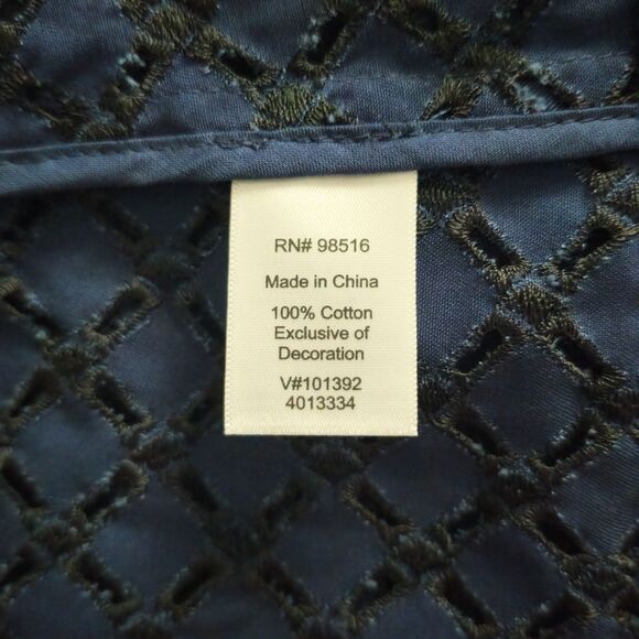 NWT $129 Coldwater Creek Womens Diamond Eyelet Jacket Navy Blue Full-Zip Sz 14P - Picture 8 of 9